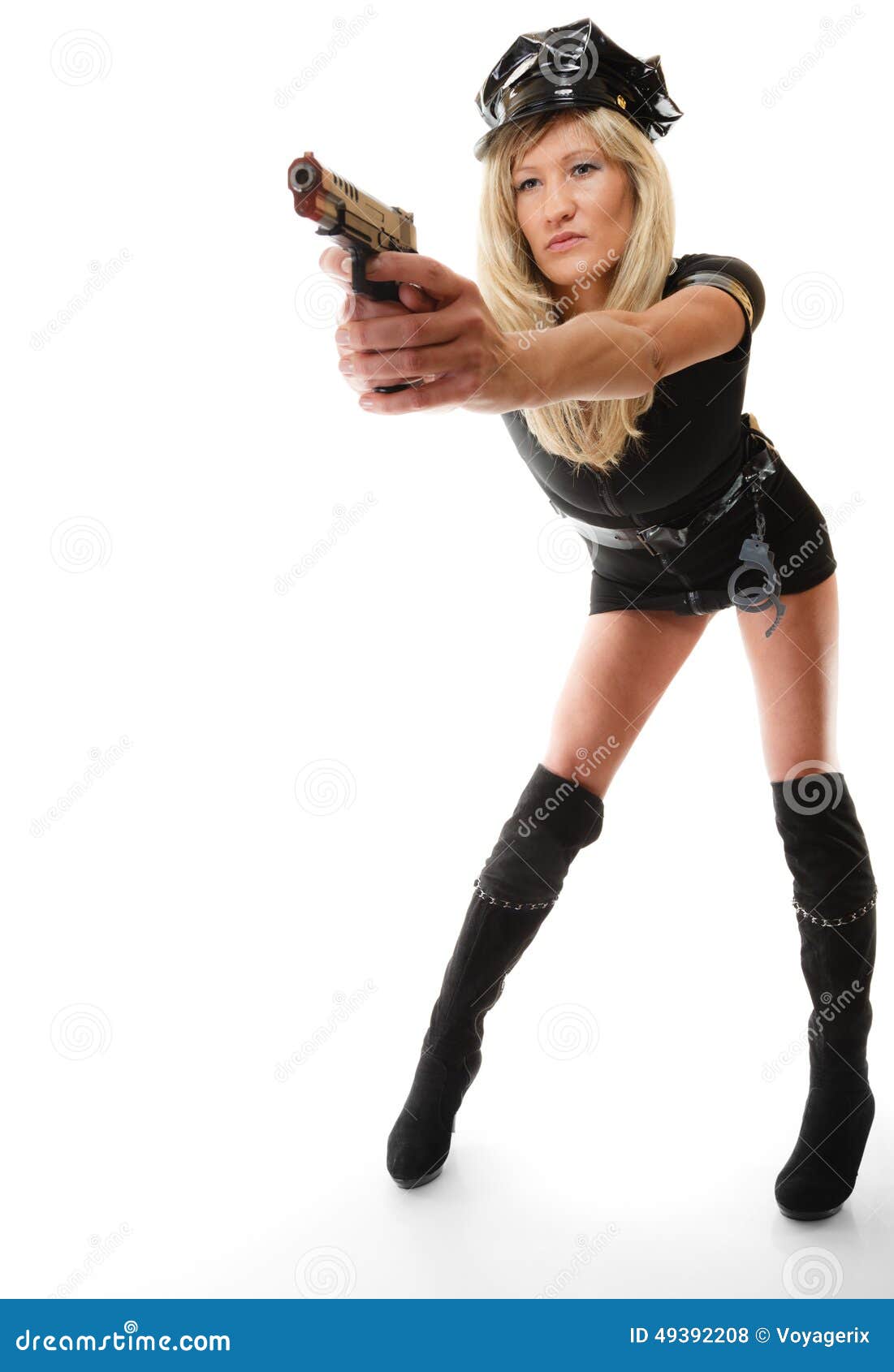 cop holding a gun pose